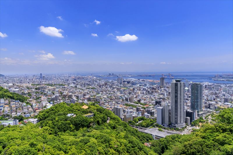 神戸市内を山の上から見た風景